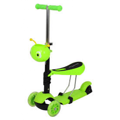 Vaikiškas paspirtukas 3in1 TD Sport triratis/Ø12cm žalias/maks. 30kg